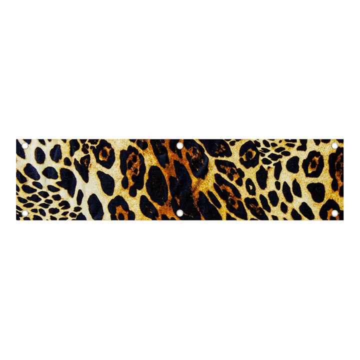 Leopard Skin Texture, Macro, Brown Banner and Sign 4  x 1 