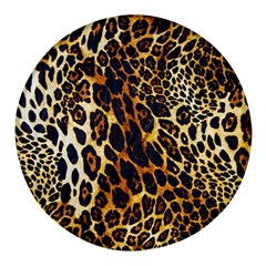 Leopard Skin Texture, Macro, Brown Round Glass Fridge Magnet (4 Pack) by kyorashop23