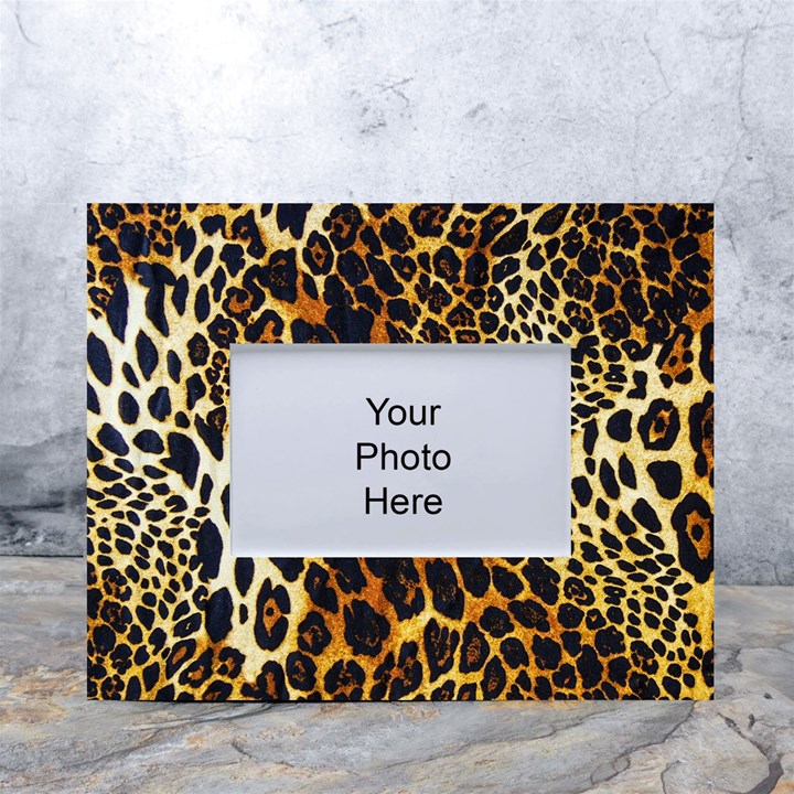 Leopard Skin Texture, Macro, Brown White Tabletop Photo Frame 4 x6 