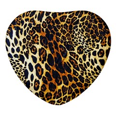 Leopard Skin Texture, Macro, Brown Heart Glass Fridge Magnet (4 Pack) by kyorashop23