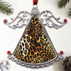 Leopard Skin Texture, Macro, Brown Metal Angel With Crystal Ornament