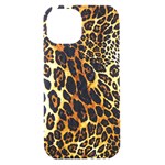 Leopard Skin Texture, Macro, Brown iPhone 15 Black UV Print PC Hardshell Case Front