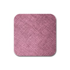 Pink Fabric Texture, Knitted Pink Texture, Rubber Square Coaster (4 Pack) by kyorashop23