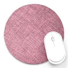 Pink Fabric Texture, Knitted Pink Texture, Round Mousepad by kyorashop23