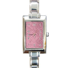 Pink Fabric Texture, Knitted Pink Texture, Rectangle Italian Charm Watch by kyorashop23