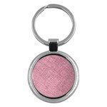 Pink Fabric Texture, Knitted Pink Texture, Key Chain (Round) Front