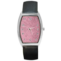 Pink Fabric Texture, Knitted Pink Texture, Barrel Style Metal Watch by kyorashop23