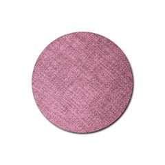 Pink Fabric Texture, Knitted Pink Texture, Rubber Coaster (round) by kyorashop23