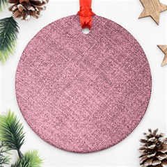 Pink Fabric Texture, Knitted Pink Texture, Round Ornament (two Sides)