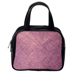 Pink Fabric Texture, Knitted Pink Texture, Classic Handbag (one Side) by kyorashop23