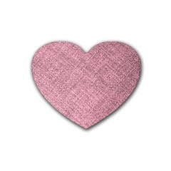 Pink Fabric Texture, Knitted Pink Texture, Rubber Coaster (heart) by kyorashop23