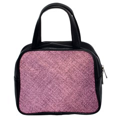 Pink Fabric Texture, Knitted Pink Texture, Classic Handbag (two Sides) by kyorashop23