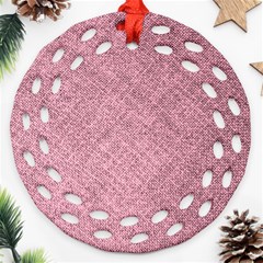 Pink Fabric Texture, Knitted Pink Texture, Ornament (round Filigree)