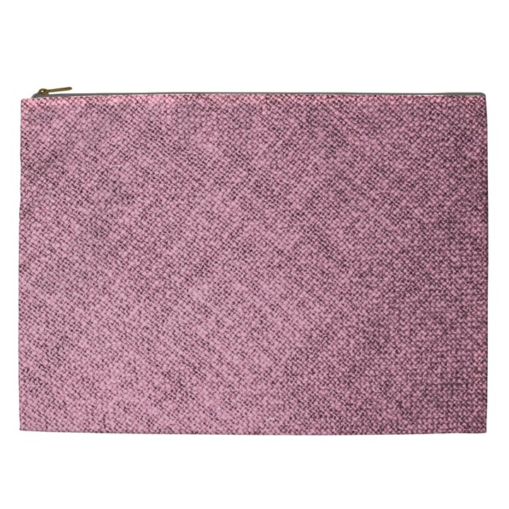 Pink Fabric Texture, Knitted Pink Texture, Cosmetic Bag (XXL)