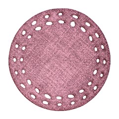 Pink Fabric Texture, Knitted Pink Texture, Ornament (round Filigree) by kyorashop23