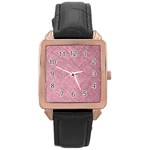 Pink Fabric Texture, Knitted Pink Texture, Rose Gold Leather Watch  Front