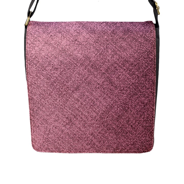 Pink Fabric Texture, Knitted Pink Texture, Flap Closure Messenger Bag (L)