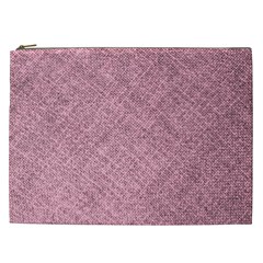 Pink Fabric Texture, Knitted Pink Texture, Cosmetic Bag (xxl)