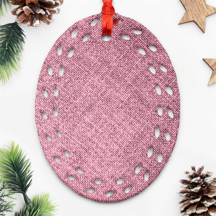 Pink Fabric Texture, Knitted Pink Texture, Oval Filigree Ornament (Two Sides)