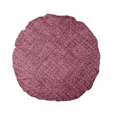 Pink Fabric Texture, Knitted Pink Texture, Standard 15  Premium Round Cushions by kyorashop23