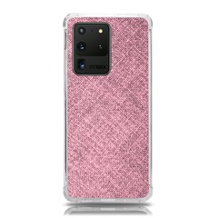 Pink Fabric Texture, Knitted Pink Texture, Samsung Galaxy S20 Ultra 6 9 Inch Tpu Uv Case by kyorashop23