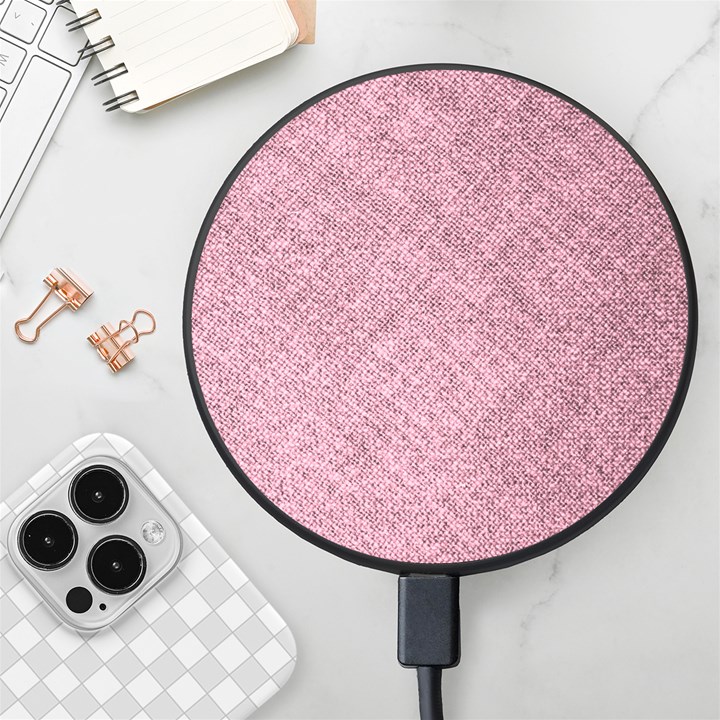 Pink Fabric Texture, Knitted Pink Texture, Wireless Fast Charger(Black)