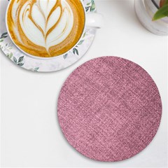 Pink Fabric Texture, Knitted Pink Texture, Uv Print Round Tile Coaster by kyorashop23