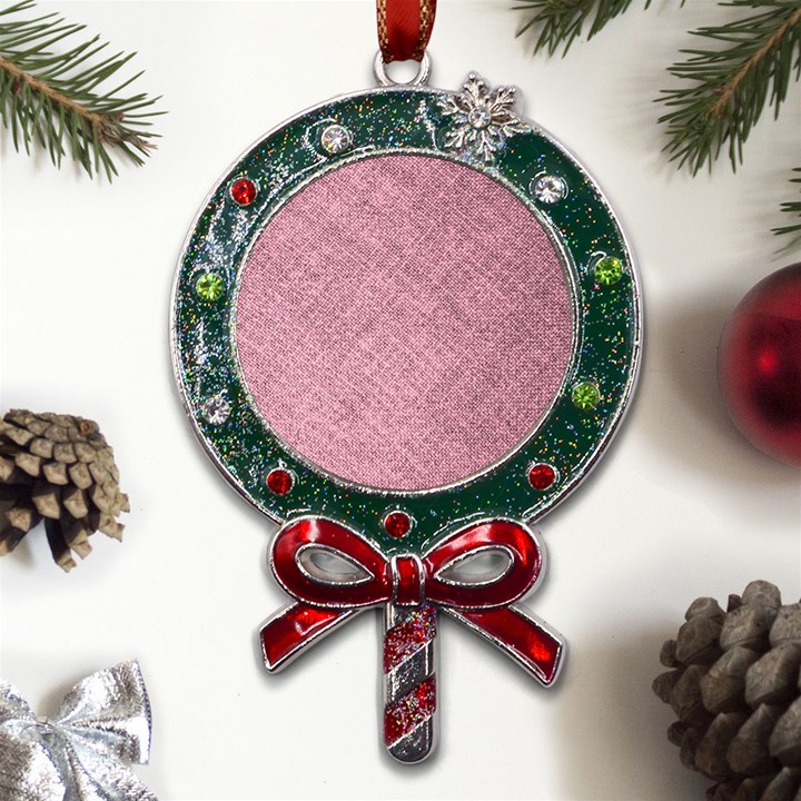 Pink Fabric Texture, Knitted Pink Texture, Metal X Mas Lollipop with Crystal Ornament