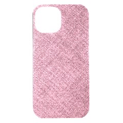 Pink Fabric Texture, Knitted Pink Texture, Iphone 15 Plus Black Uv Print Pc Hardshell Case by kyorashop23