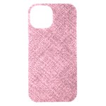 Pink Fabric Texture, Knitted Pink Texture, iPhone 15 Black UV Print PC Hardshell Case Front