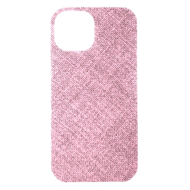 Pink Fabric Texture, Knitted Pink Texture, iPhone 15 Black UV Print PC Hardshell Case