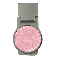 Pink Retro Texture With Circles, Retro Circles Background, Money Clips (round)  by kyorashop23