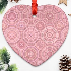 Pink Retro Texture With Circles, Retro Circles Background, Heart Ornament (two Sides)