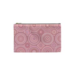 Pink Retro Texture With Circles, Retro Circles Background, Cosmetic Bag (small)