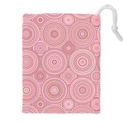 Pink Retro Texture With Circles, Retro Circles Background, Drawstring Pouch (5xl) by kyorashop23