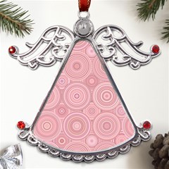 Pink Retro Texture With Circles, Retro Circles Background, Metal Angel With Crystal Ornament