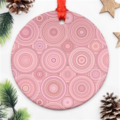 Pink Retro Texture With Circles, Retro Circles Background, Round Ornament (two Sides)