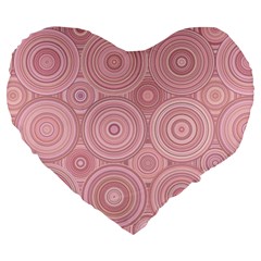 Pink Retro Texture With Circles, Retro Circles Background, Large 19  Premium Heart Shape Cushions by kyorashop23