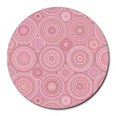 Pink Retro Texture With Circles, Retro Circles Background, Round Mousepad by kyorashop23