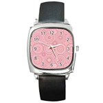 Pink Retro Texture With Circles, Retro Circles Background, Square Metal Watch Front