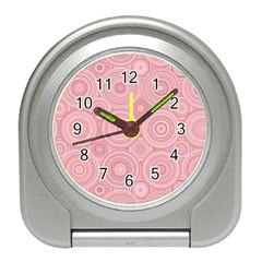 Pink Retro Texture With Circles, Retro Circles Background, Travel Alarm Clock by kyorashop23