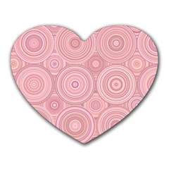 Pink Retro Texture With Circles, Retro Circles Background, Heart Mousepad by kyorashop23