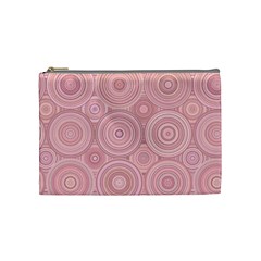 Pink Retro Texture With Circles, Retro Circles Background, Cosmetic Bag (medium) by kyorashop23