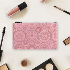 Pink Retro Texture With Circles, Retro Circles Background, Cosmetic Bag (small) by kyorashop23