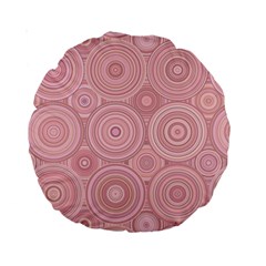 Pink Retro Texture With Circles, Retro Circles Background, Standard 15  Premium Round Cushions by kyorashop23