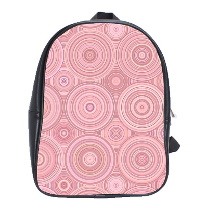 Pink Retro Texture With Circles, Retro Circles Background, School Bag (XL)