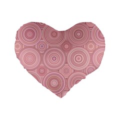 Pink Retro Texture With Circles, Retro Circles Background, Standard 16  Premium Flano Heart Shape Cushions by kyorashop23