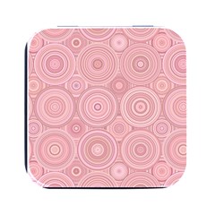 Pink Retro Texture With Circles, Retro Circles Background, Square Metal Box (black) by kyorashop23