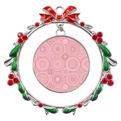 Pink Retro Texture With Circles, Retro Circles Background, Metal X mas Wreath Ribbon Ornament by kyorashop23