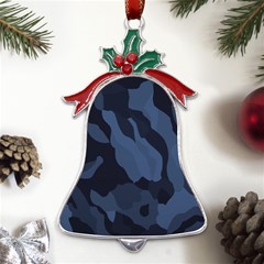 Purple Camo Metal Holly Leaf Bell Ornament